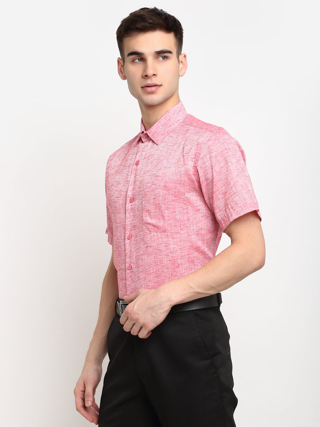 Jainish Red Men's Solid Cotton Half Sleeves Formal Shirt ( SF 783Red ) | Grocsy