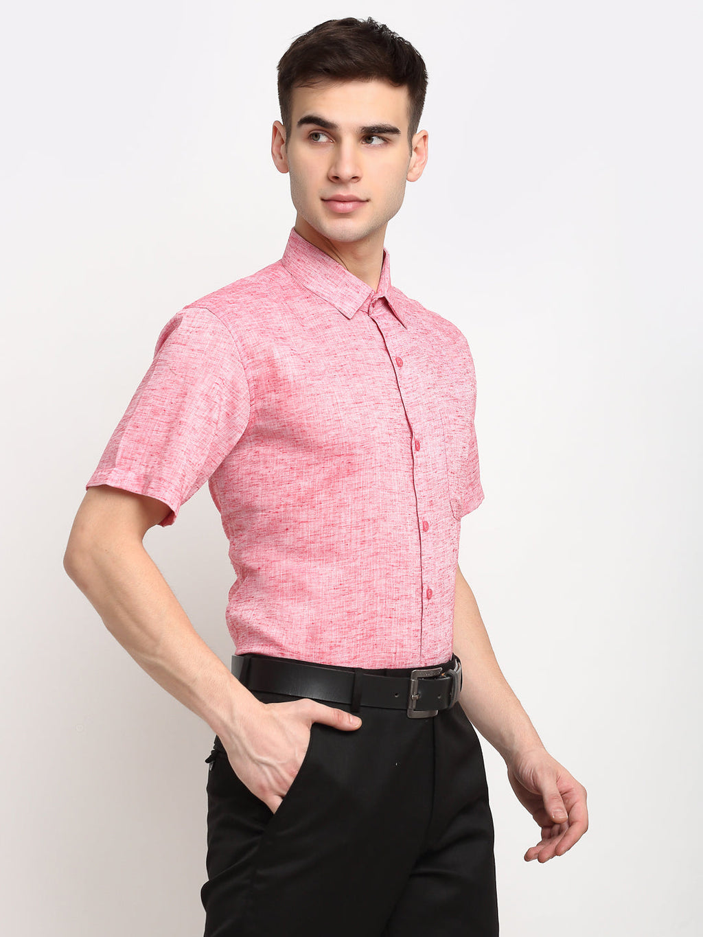 Jainish Red Men's Solid Cotton Half Sleeves Formal Shirt ( SF 783Red ) | Grocsy