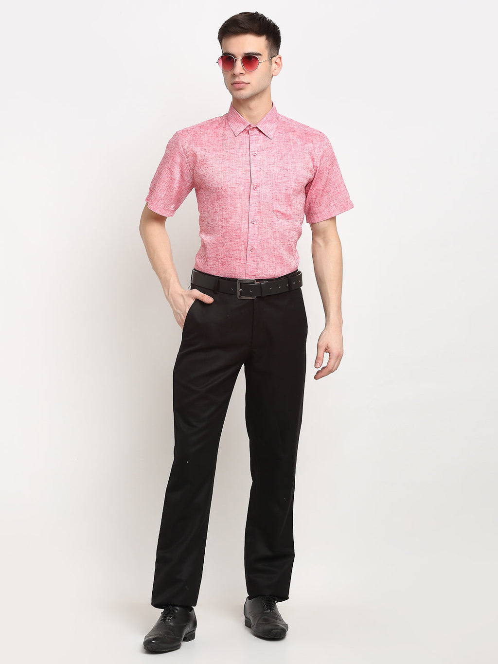 Jainish Red Men's Solid Cotton Half Sleeves Formal Shirt ( SF 783Red ) | Grocsy