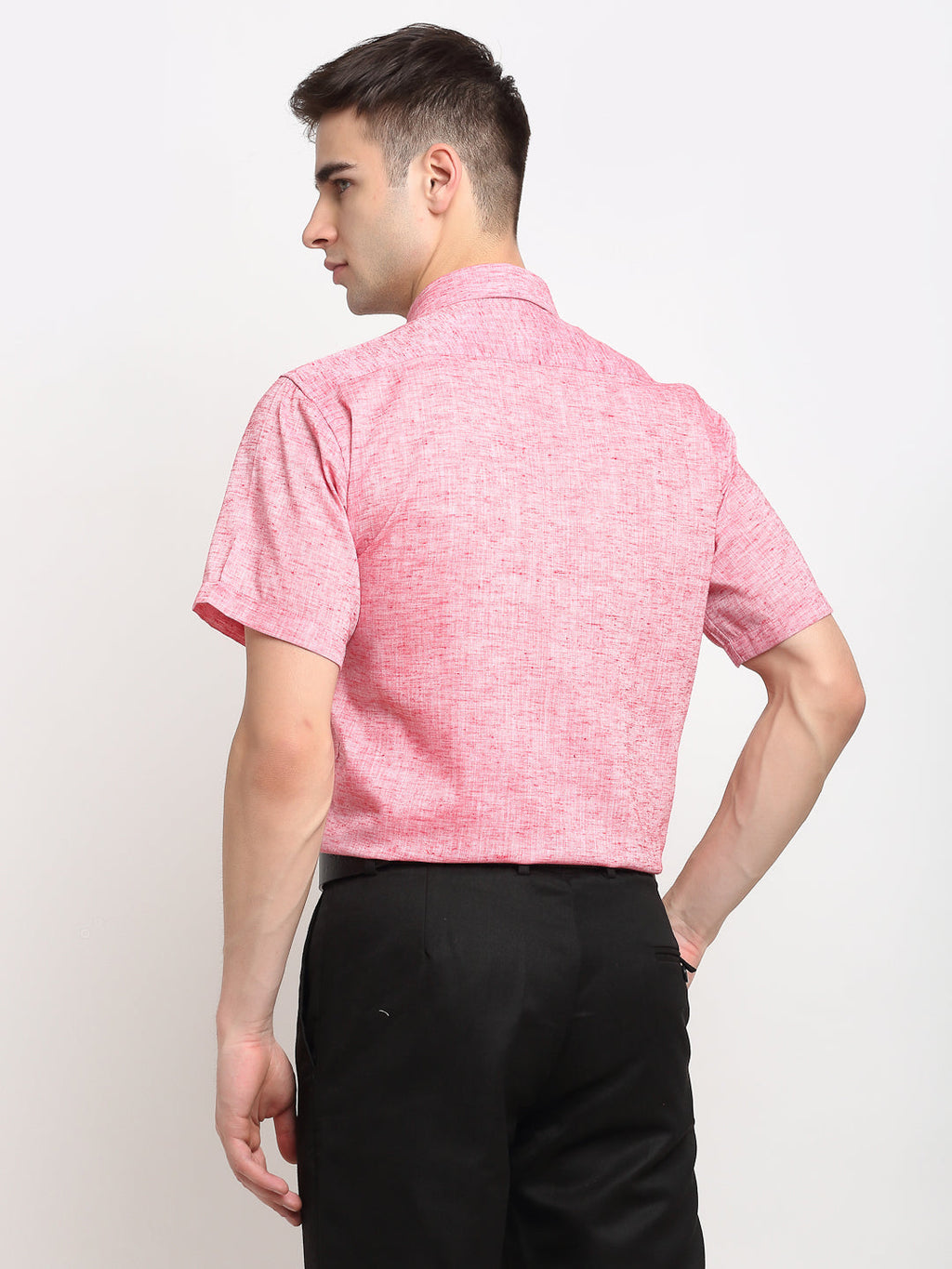 Jainish Red Men's Solid Cotton Half Sleeves Formal Shirt ( SF 783Red ) | Grocsy
