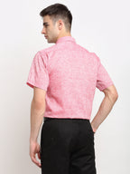 Jainish Red Men's Solid Cotton Half Sleeves Formal Shirt ( SF 783Red ) | Grocsy