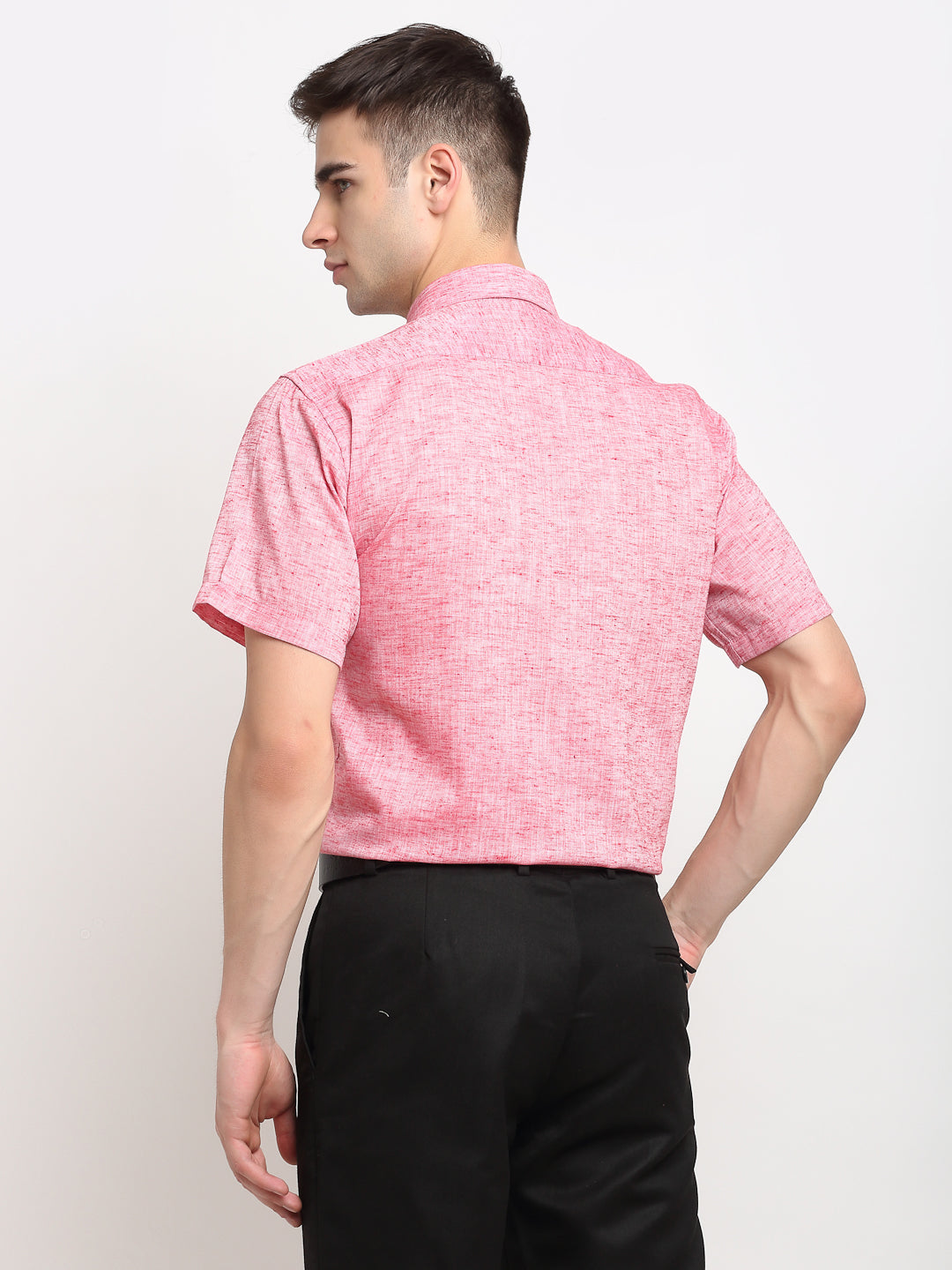 Jainish Red Men's Solid Cotton Half Sleeves Formal Shirt ( SF 783Red ) | Grocsy
