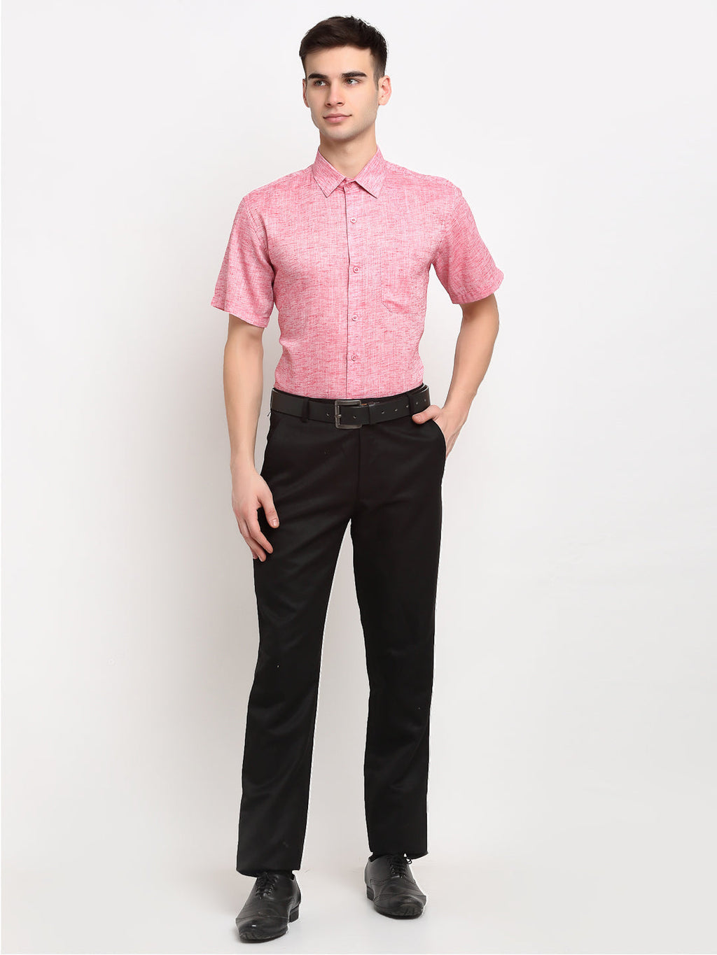 Jainish Red Men's Solid Cotton Half Sleeves Formal Shirt ( SF 783Red ) | Grocsy
