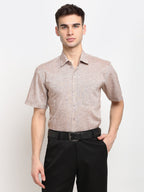Jainish Rust Men's Solid Cotton Half Sleeves Formal Shirt ( SF 783Rust ) | Grocsy