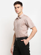 Jainish Rust Men's Solid Cotton Half Sleeves Formal Shirt ( SF 783Rust ) | Grocsy