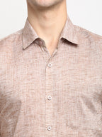 Jainish Rust Men's Solid Cotton Half Sleeves Formal Shirt ( SF 783Rust ) | Grocsy
