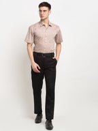 Jainish Rust Men's Solid Cotton Half Sleeves Formal Shirt ( SF 783Rust ) | Grocsy