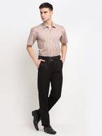 Jainish Rust Men's Solid Cotton Half Sleeves Formal Shirt ( SF 783Rust ) | Grocsy