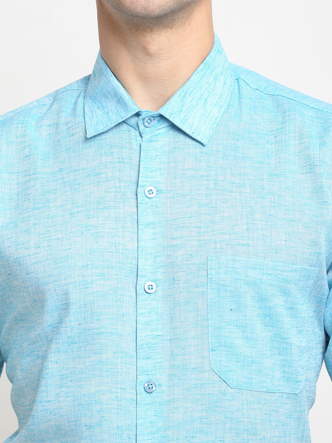 Jainish Blue Men's Solid Cotton Half Sleeves Formal Shirt ( SF 783Sky ) | Grocsy