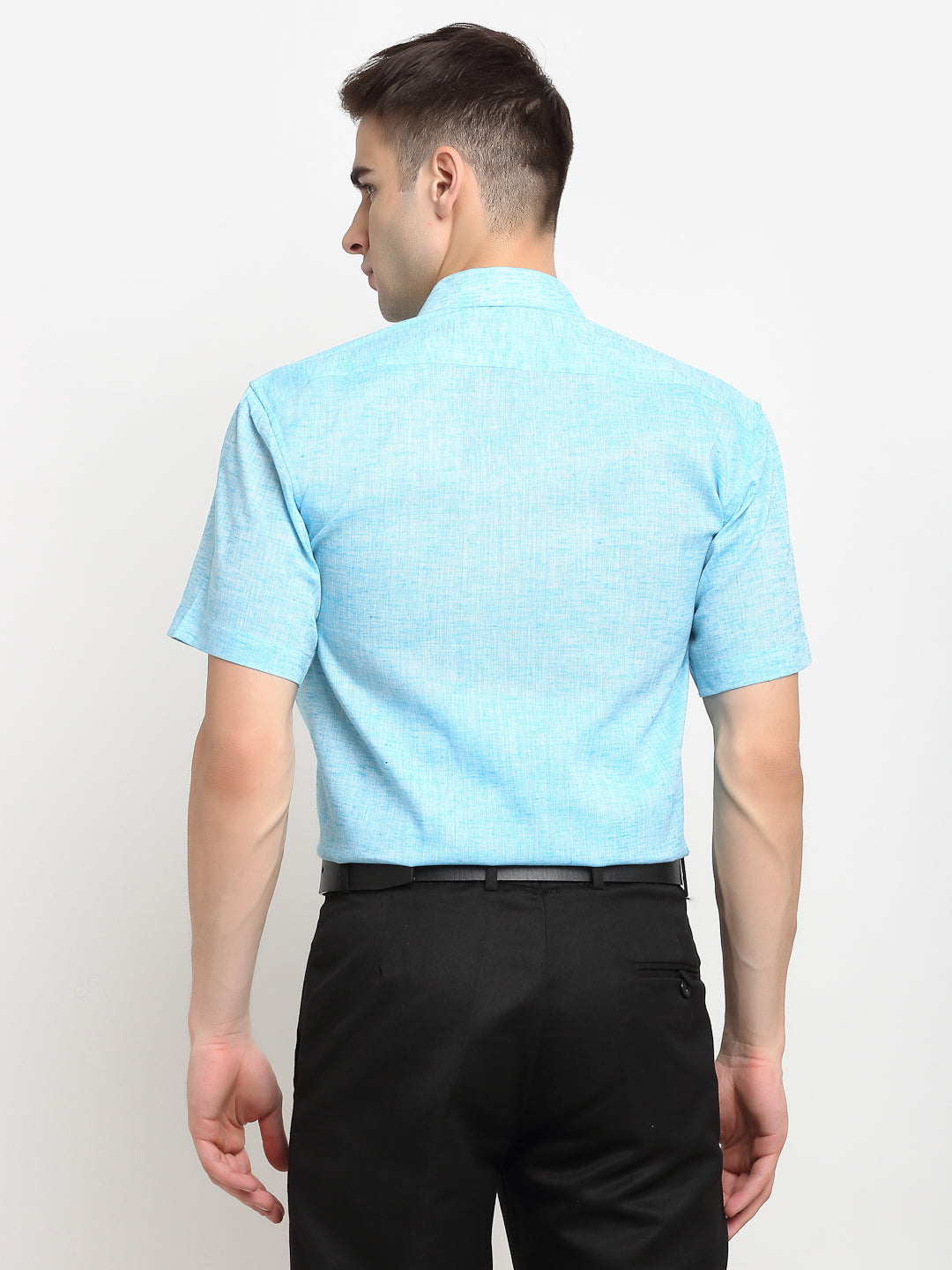 Jainish Blue Men's Solid Cotton Half Sleeves Formal Shirt ( SF 783Sky ) | Grocsy