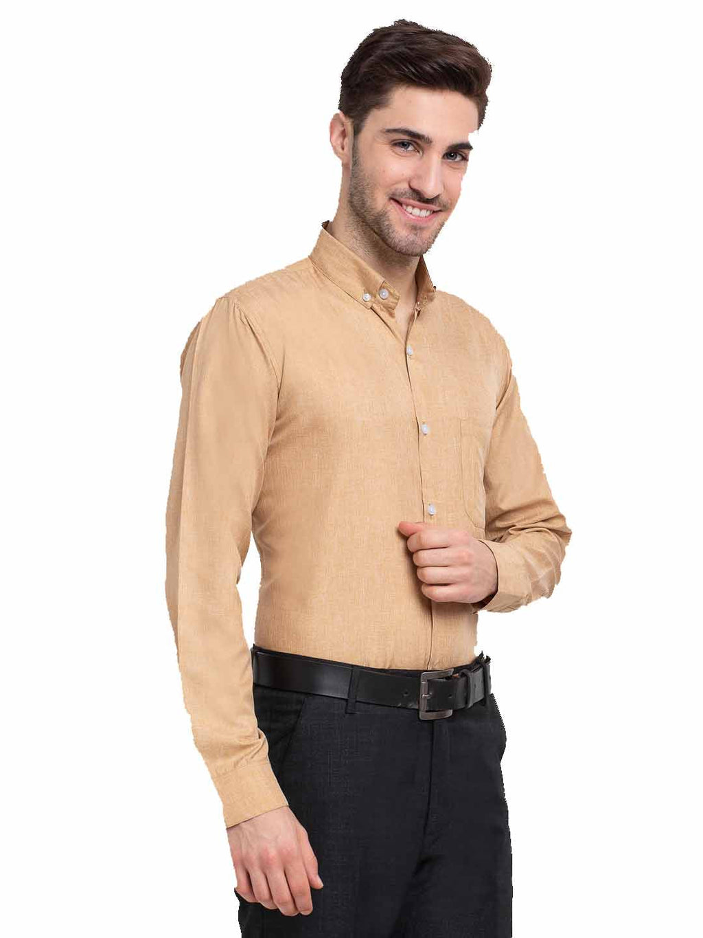 Jainish Beige Men's Button Down Collar Cotton Formal Shirt ( SF 785Beige ) | Grocsy