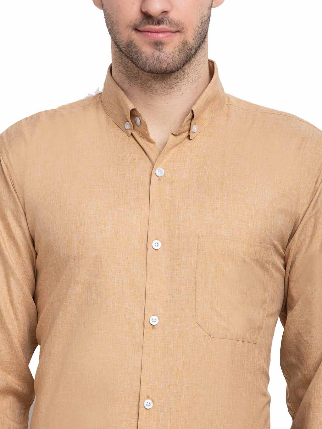 Jainish Beige Men's Button Down Collar Cotton Formal Shirt ( SF 785Beige ) | Grocsy