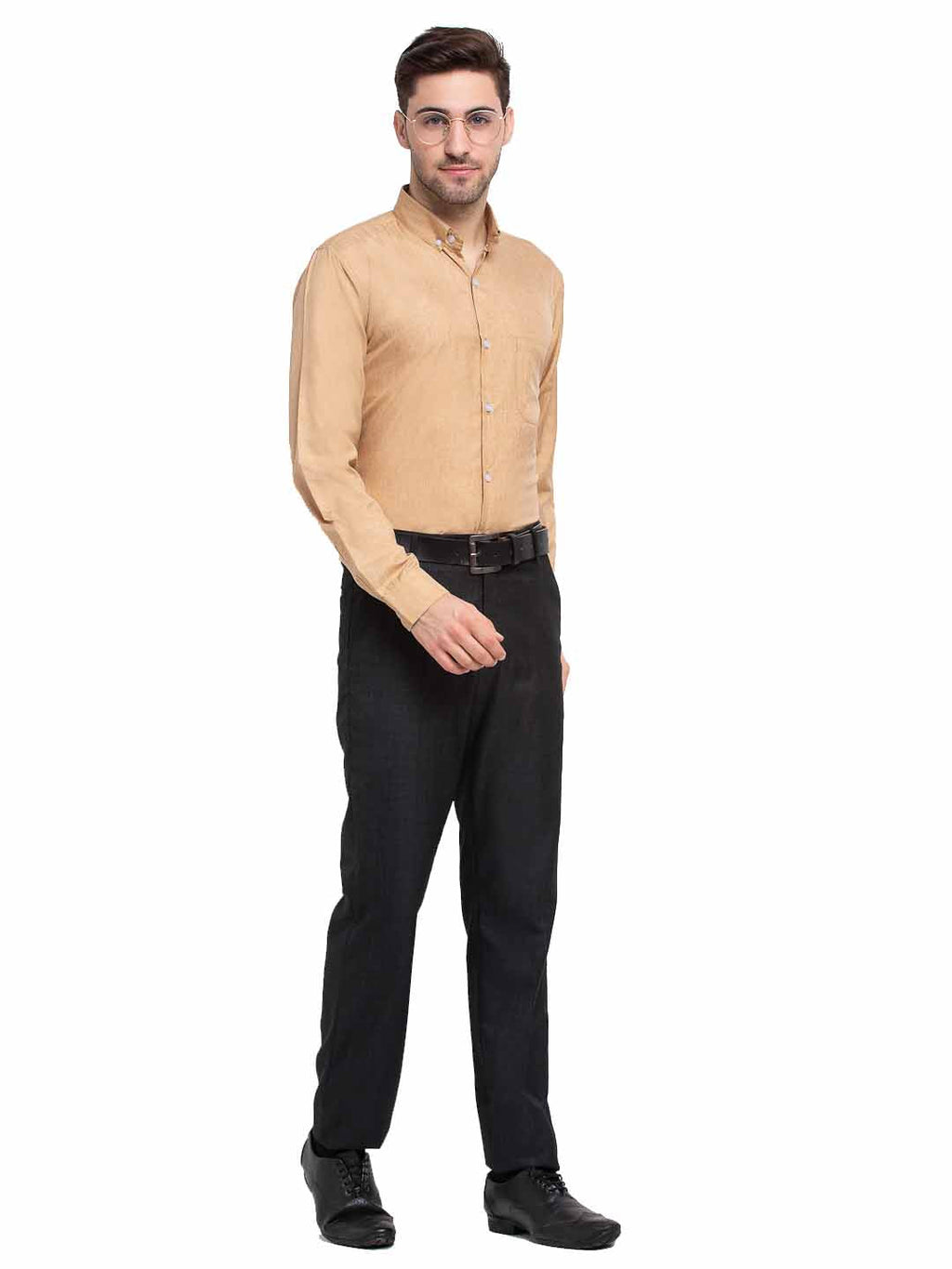 Jainish Beige Men's Button Down Collar Cotton Formal Shirt ( SF 785Beige ) | Grocsy