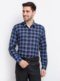Jainish Blue Men's Checked Cotton Formal Shirt ( SF 786Blue ) | Grocsy