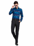 Jainish Blue Men's Checked Cotton Formal Shirt ( SF 787Blue ) | Grocsy
