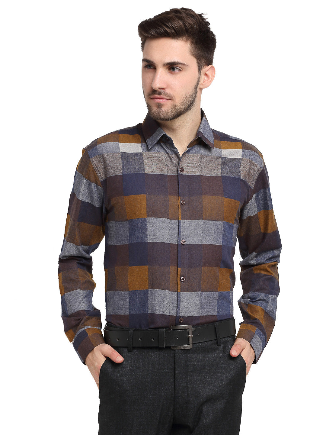 Jainish Multicolor Men's Checked Cotton Formal Shirt ( SF 787Multi ) | Grocsy