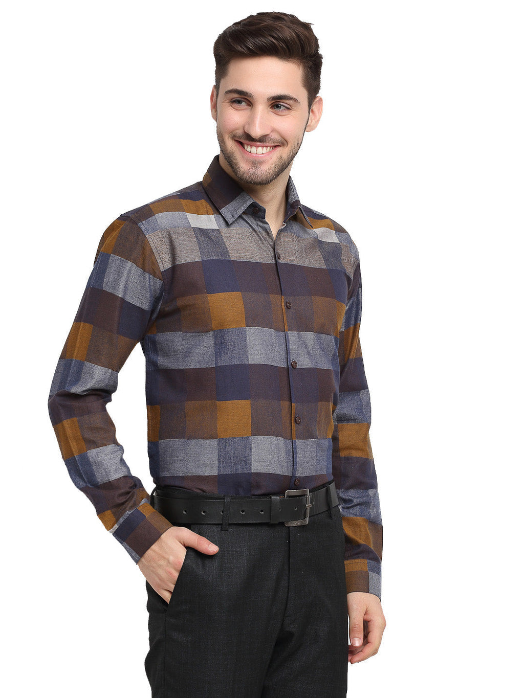 Jainish Multicolor Men's Checked Cotton Formal Shirt ( SF 787Multi ) | Grocsy