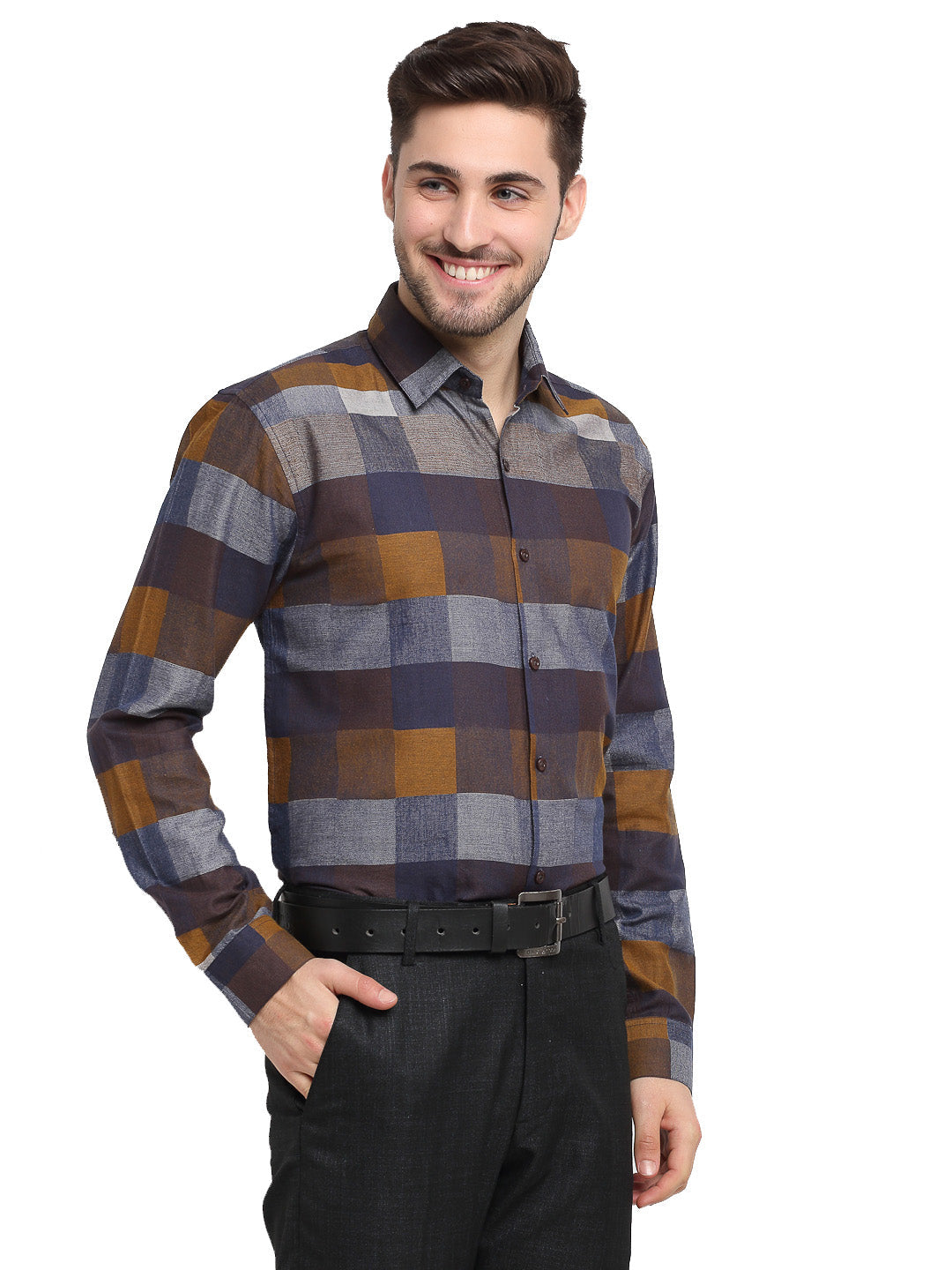 Jainish Multicolor Men's Checked Cotton Formal Shirt ( SF 787Multi ) | Grocsy