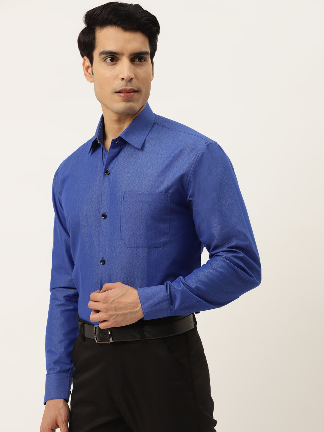 Jainish Men's Solid Formal Cotton Shirt ( SF 788Blue ) | Grocsy