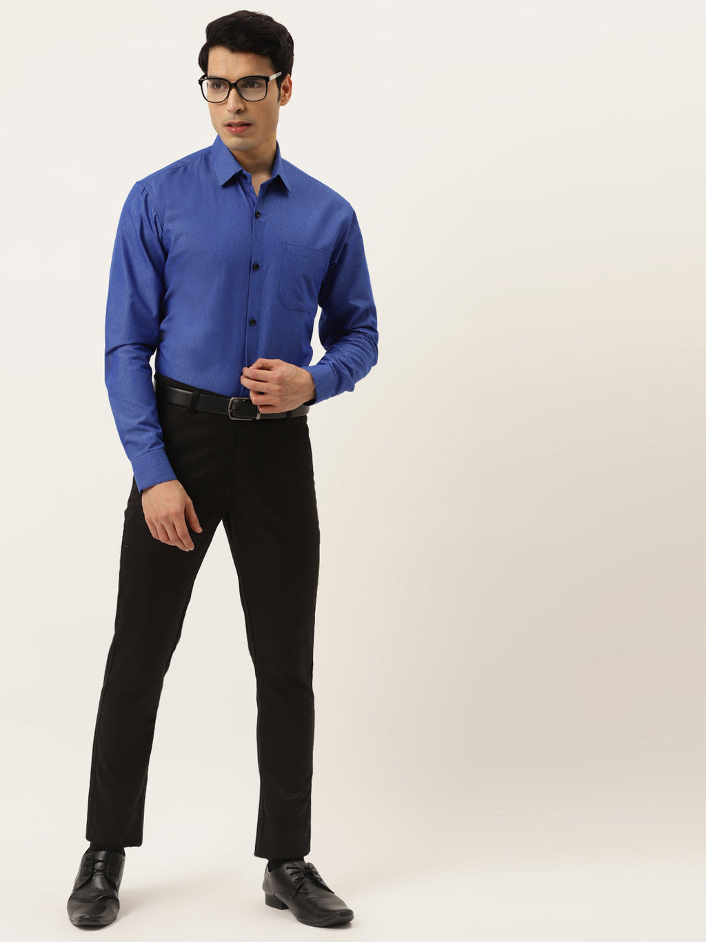 Jainish Men's Solid Formal Cotton Shirt ( SF 788Blue ) | Grocsy