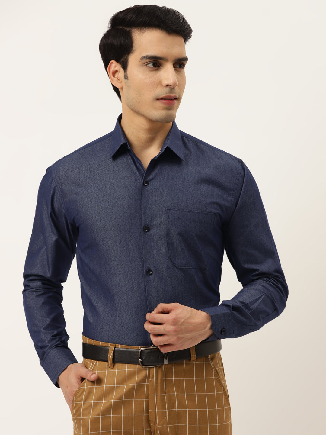 Jainish Men's Solid Formal Cotton Shirt ( SF 788Charcoal ) | Grocsy