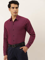 Jainish Men's Solid Formal Cotton Shirt ( SF 788Wine ) | Grocsy