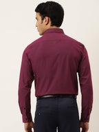Jainish Men's Solid Formal Cotton Shirt ( SF 788Wine ) | Grocsy