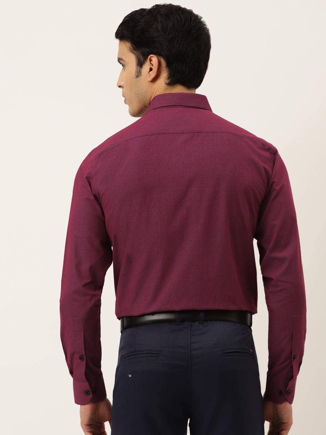 Jainish Men's Solid Formal Cotton Shirt ( SF 788Wine ) | Grocsy