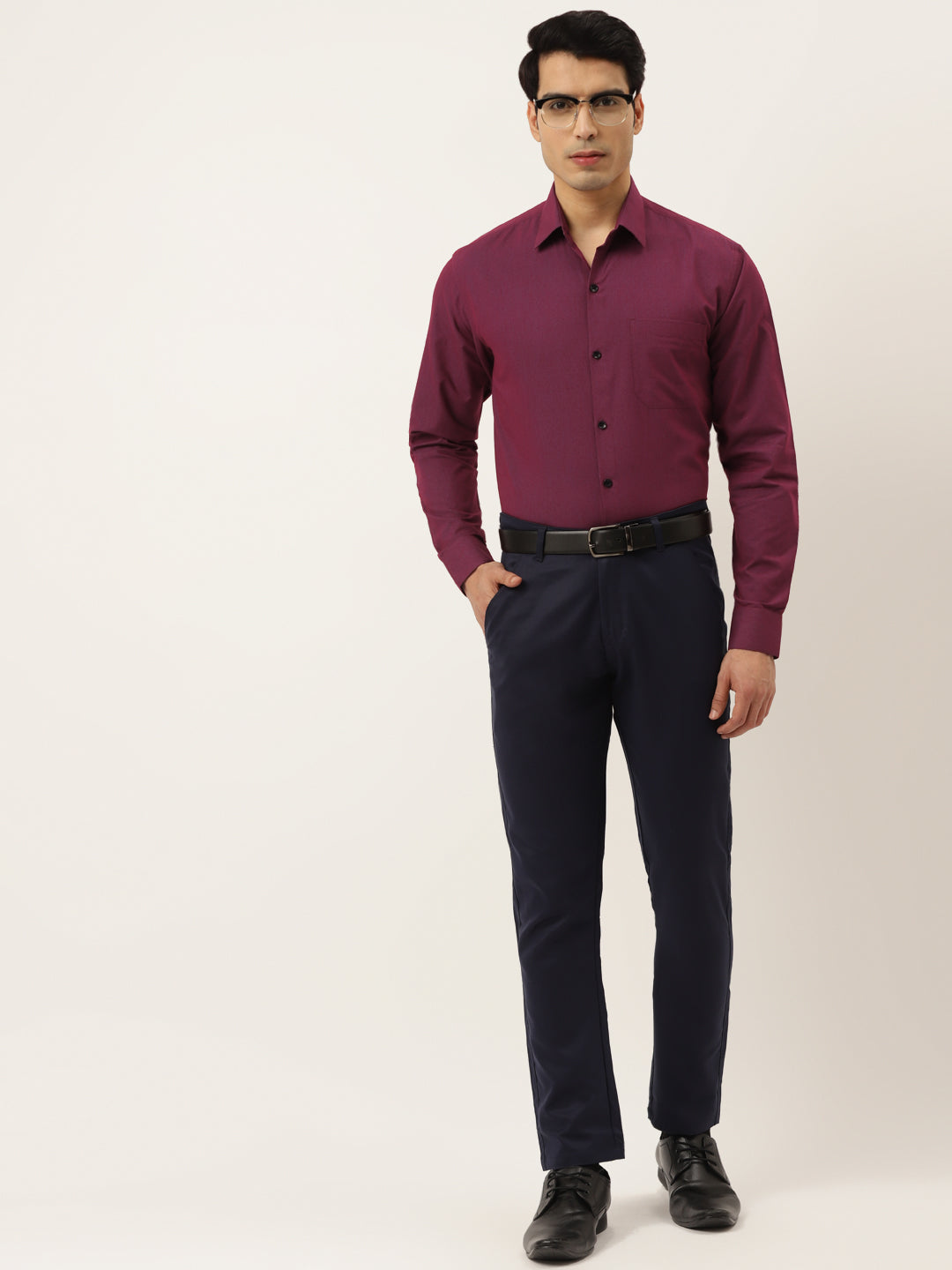 Jainish Men's Solid Formal Cotton Shirt ( SF 788Wine ) | Grocsy