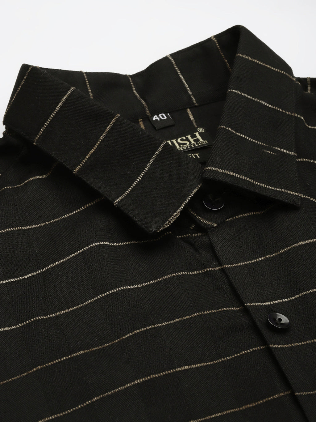 Jainish Men's Formal Cotton Horizontal Striped Shirt ( SF 790Black ) | Grocsy