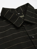 Jainish Men's Formal Cotton Horizontal Striped Shirt ( SF 790Black ) | Grocsy