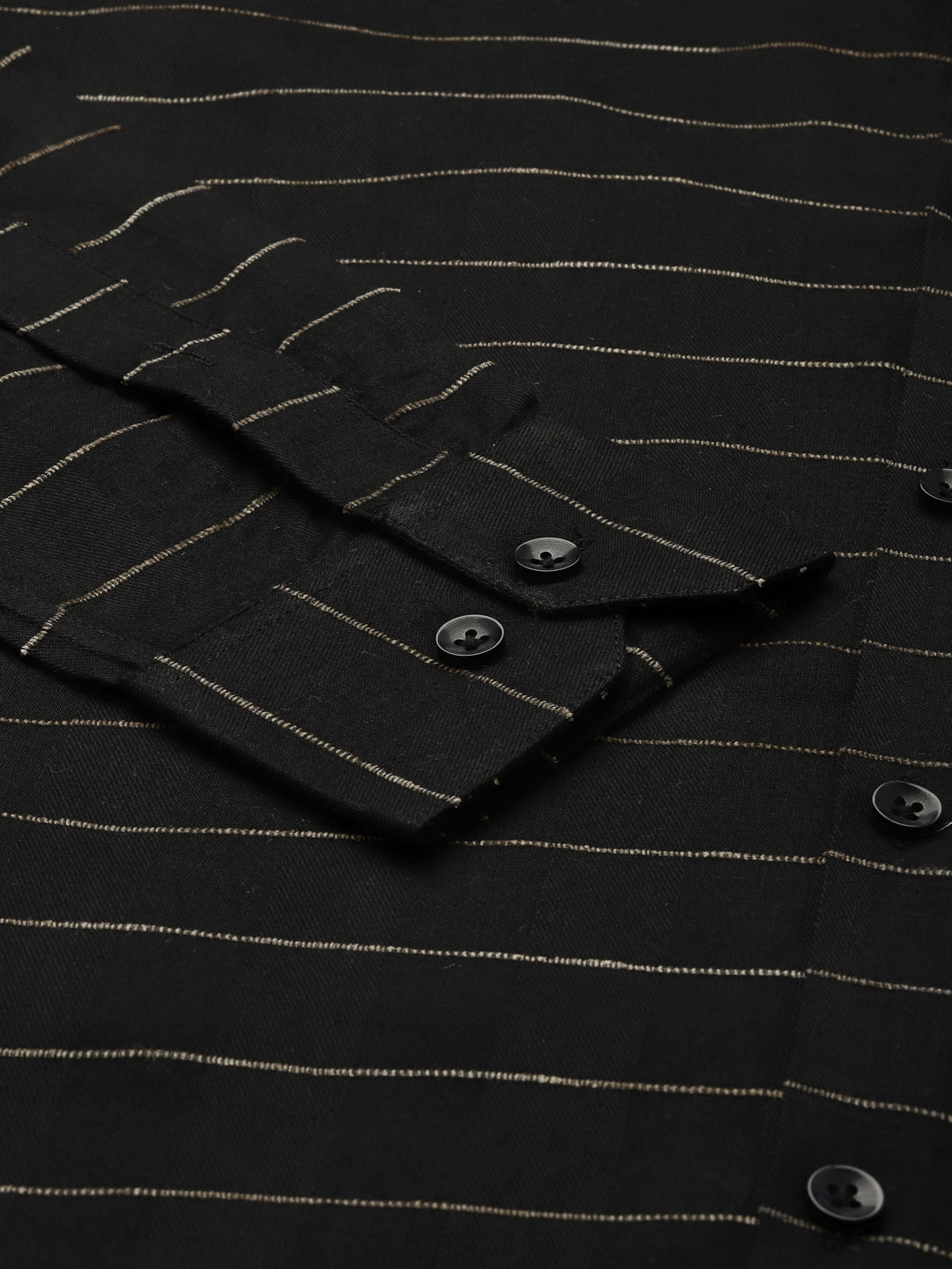 Jainish Men's Formal Cotton Horizontal Striped Shirt ( SF 790Black ) | Grocsy