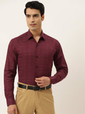 Jainish Men's Formal Cotton Horizontal Striped Shirt ( SF 790Maroon ) | Grocsy