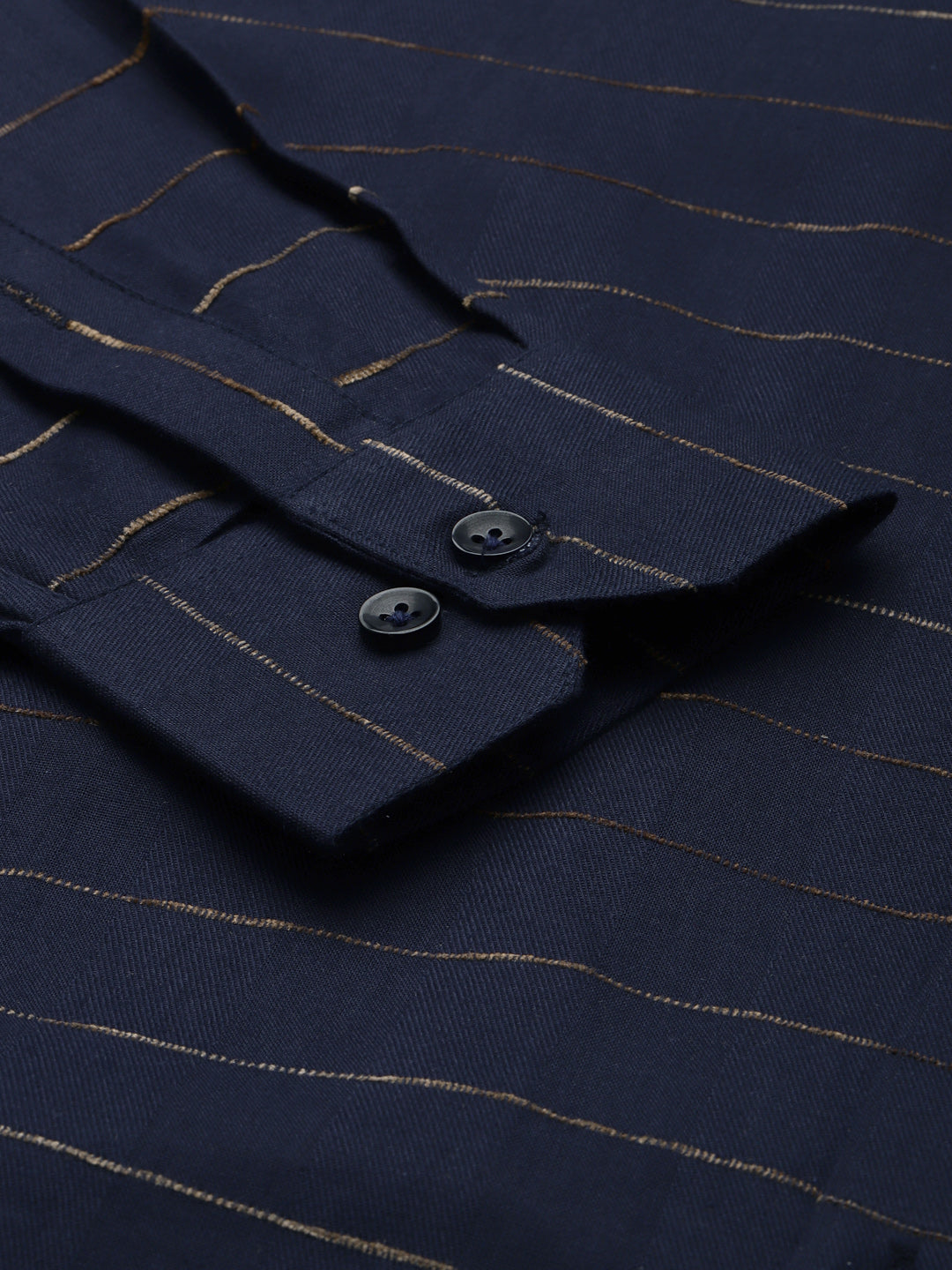Jainish Men's Formal Cotton Horizontal Striped Shirt ( SF 790Navy ) | Grocsy