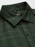 Jainish Men's Formal Cotton Horizontal Striped Shirt ( SF 790Olive ) | Grocsy