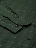Jainish Men's Formal Cotton Horizontal Striped Shirt ( SF 790Olive ) | Grocsy