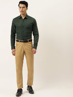 Jainish Men's Formal Cotton Horizontal Striped Shirt ( SF 790Olive ) | Grocsy