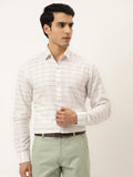 Jainish Men's Formal Cotton Horizontal Striped Shirt ( SF 790White ) | Grocsy
