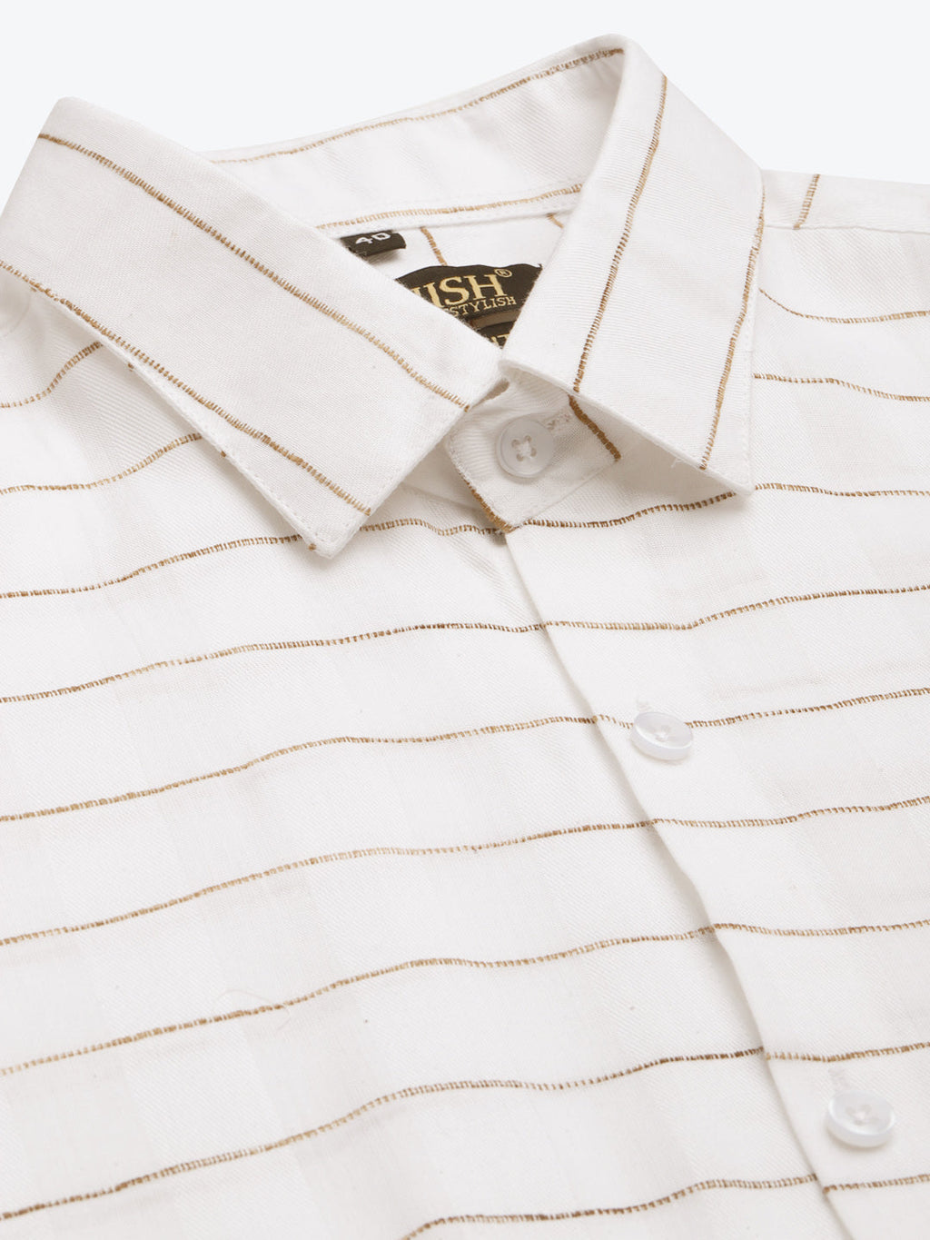 Jainish Men's Formal Cotton Horizontal Striped Shirt ( SF 790White ) | Grocsy