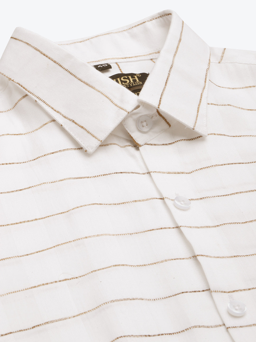 Jainish Men's Formal Cotton Horizontal Striped Shirt ( SF 790White ) | Grocsy