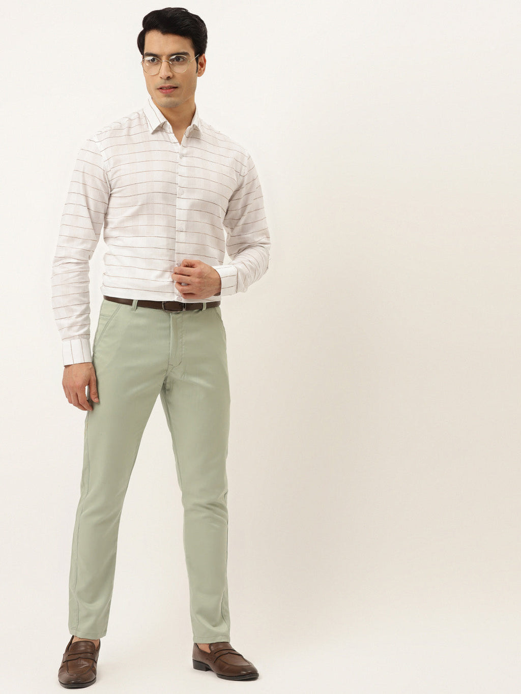 Jainish Men's Formal Cotton Horizontal Striped Shirt ( SF 790White ) | Grocsy