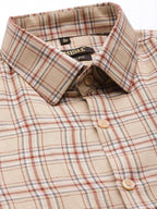 Jainish Men's Cotton Checked Formal Shirts ( SF 791Brown ) | Grocsy