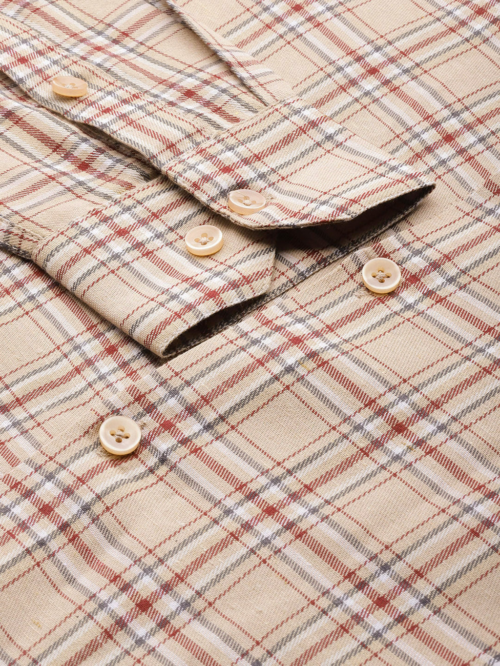 Jainish Men's Cotton Checked Formal Shirts ( SF 791Brown ) | Grocsy