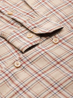 Jainish Men's Cotton Checked Formal Shirts ( SF 791Brown ) | Grocsy
