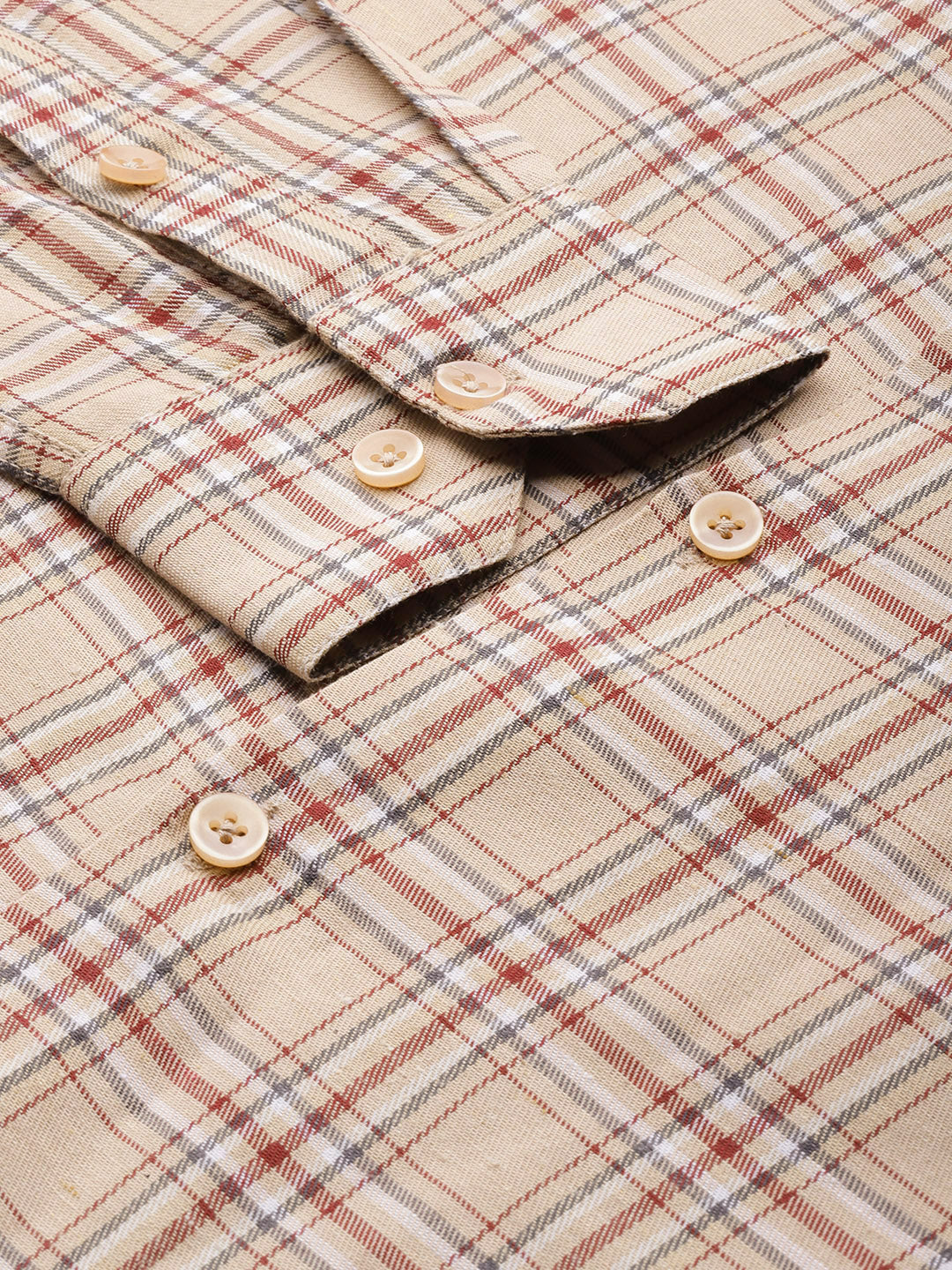 Jainish Men's Cotton Checked Formal Shirts ( SF 791Brown ) | Grocsy