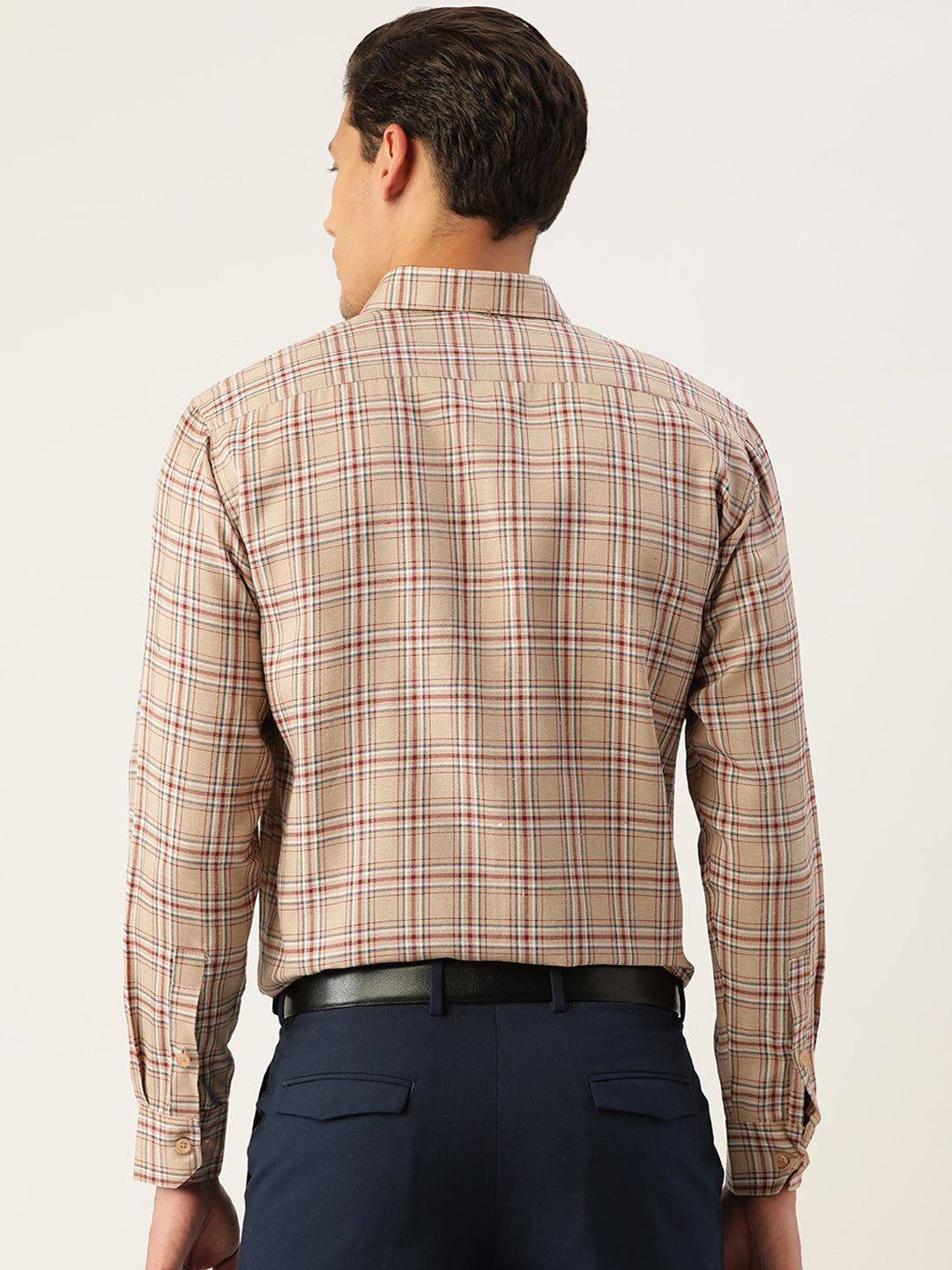 Jainish Men's Cotton Checked Formal Shirts ( SF 791Brown ) | Grocsy