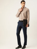 Jainish Men's Cotton Checked Formal Shirts ( SF 791Brown ) | Grocsy