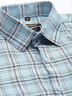 Jainish Men's Cotton Checked Formal Shirts ( SF 791Sky ) | Grocsy