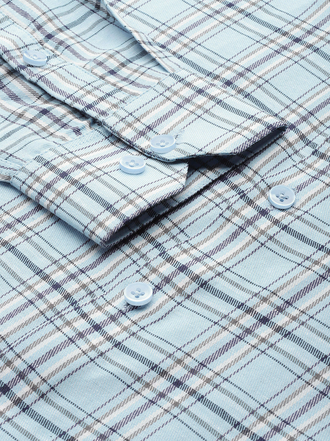 Jainish Men's Cotton Checked Formal Shirts ( SF 791Sky ) | Grocsy