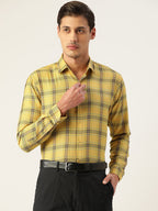Jainish Men's Cotton Checked Formal Shirts ( SF 793Yellow ) | Grocsy